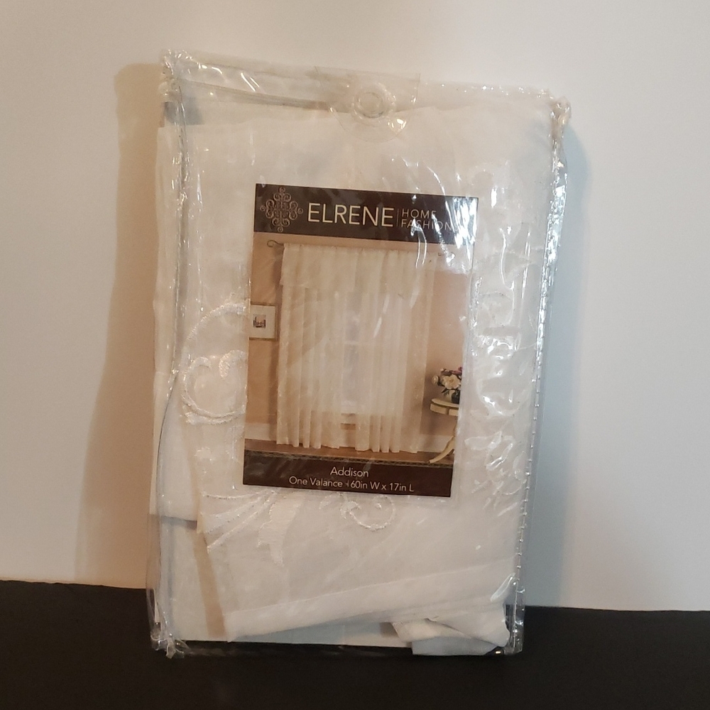 Elrene White Sheer Embroidered Window Valance